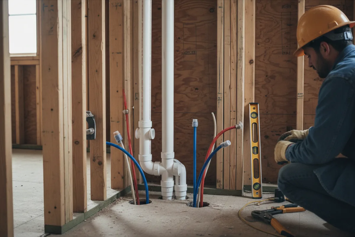Drain and supply rough-in during Drain Cleaning in Lincoln
